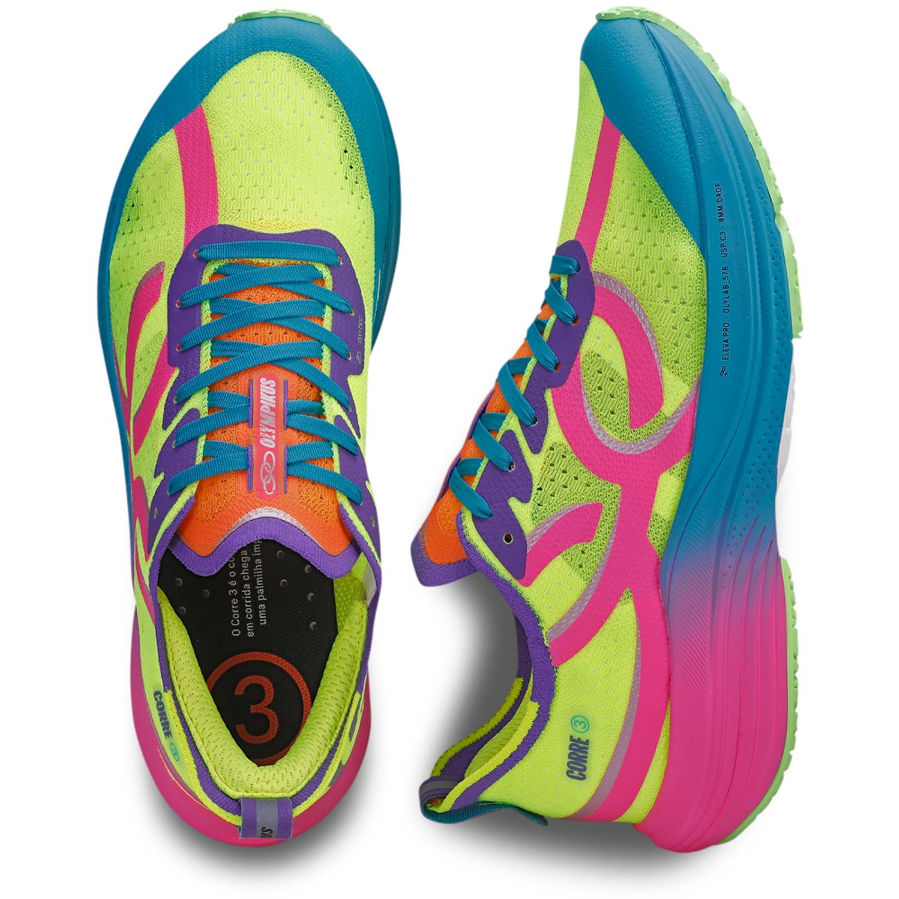Tênis Olympikus Corre 3 Verde/Azul/Rosa
