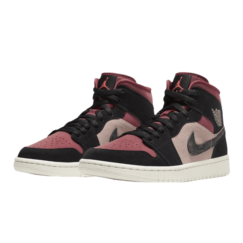 Tênis Air Jordan 1 Mid "Canyon Rust" Feminino Rosa / Preto