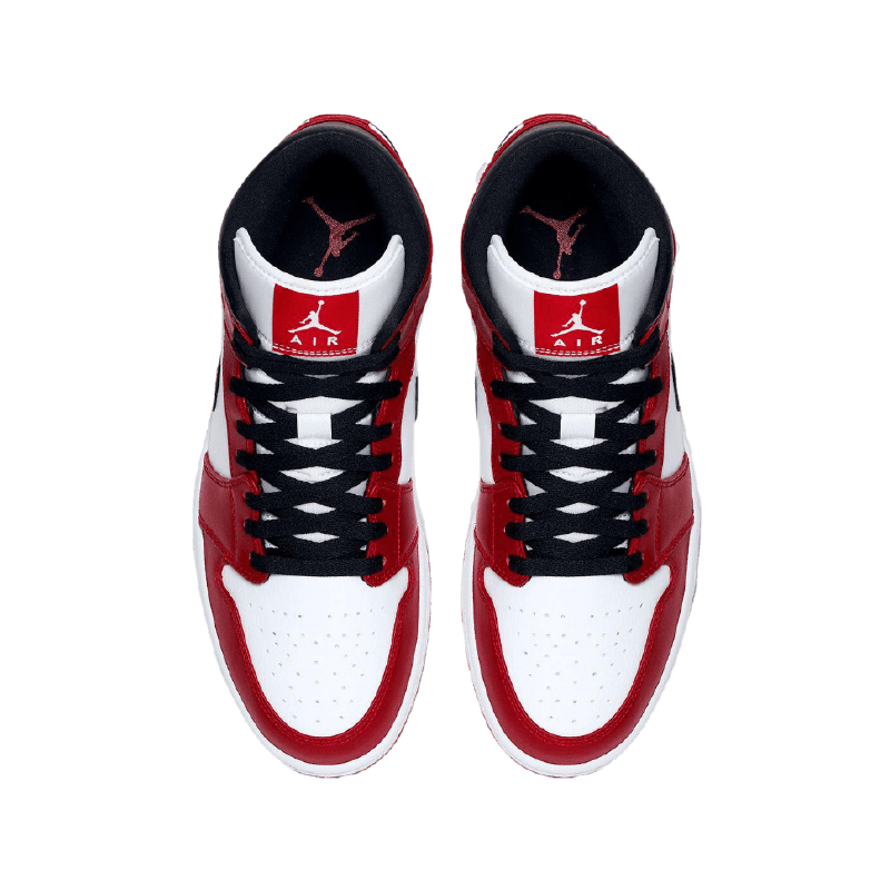 Tênis Air Jordan 1 Mid "Chicago White Heel" Feminino Vermelho / Branco