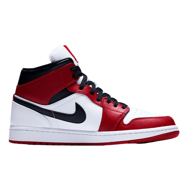 Tênis Air Jordan 1 Mid "Chicago White Heel" Feminino Vermelho / Branco
