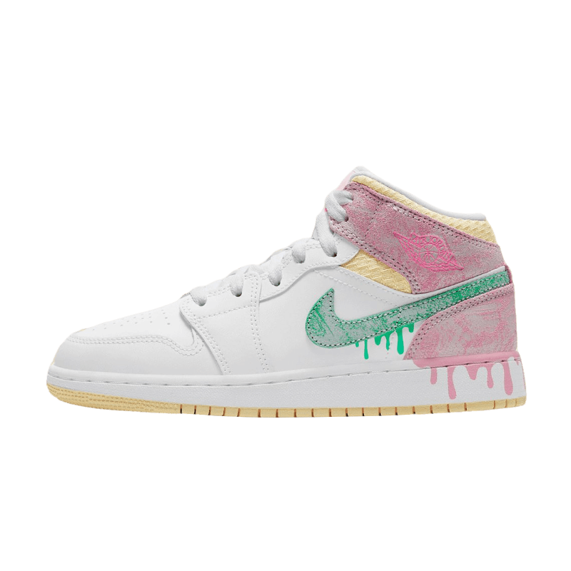 Tênis Air Jordan 1 Mid "Paint Drip" Feminino Rosa