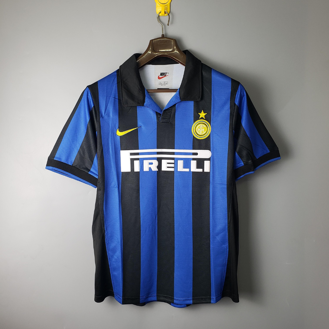 Camisa Inter de Milão Retrô Home 1998 Torcedor Masculina - Azul e Preta