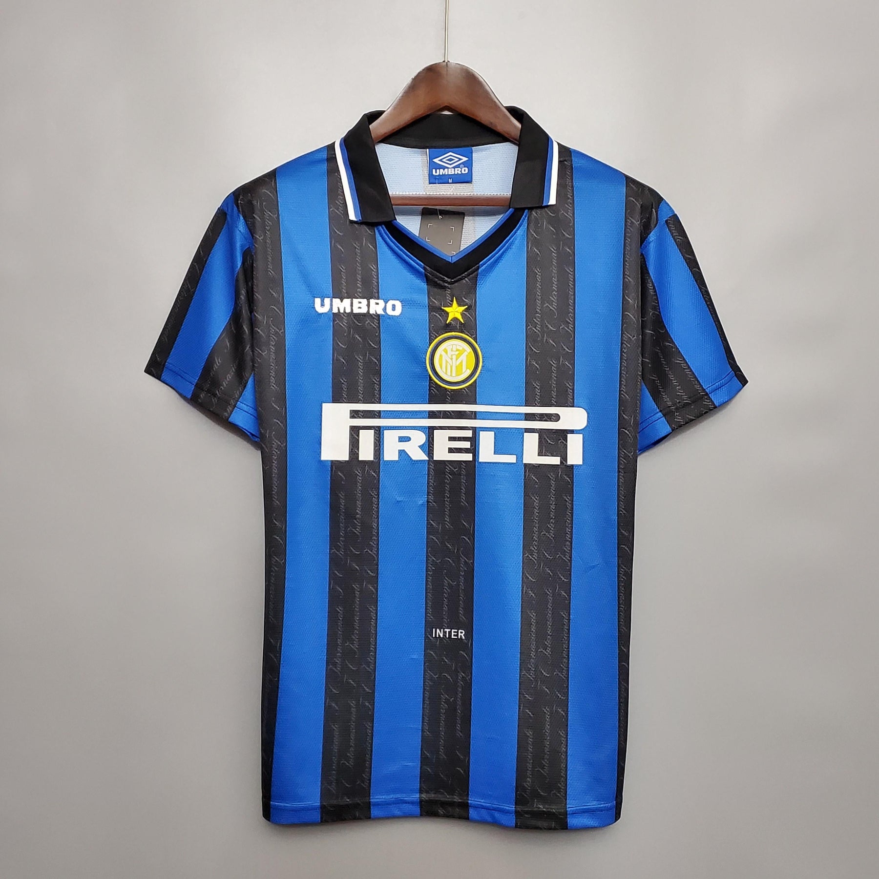 Camisa Inter de Milão Retrô Home 97/98 Torcedor Masculina - Azul e Preta