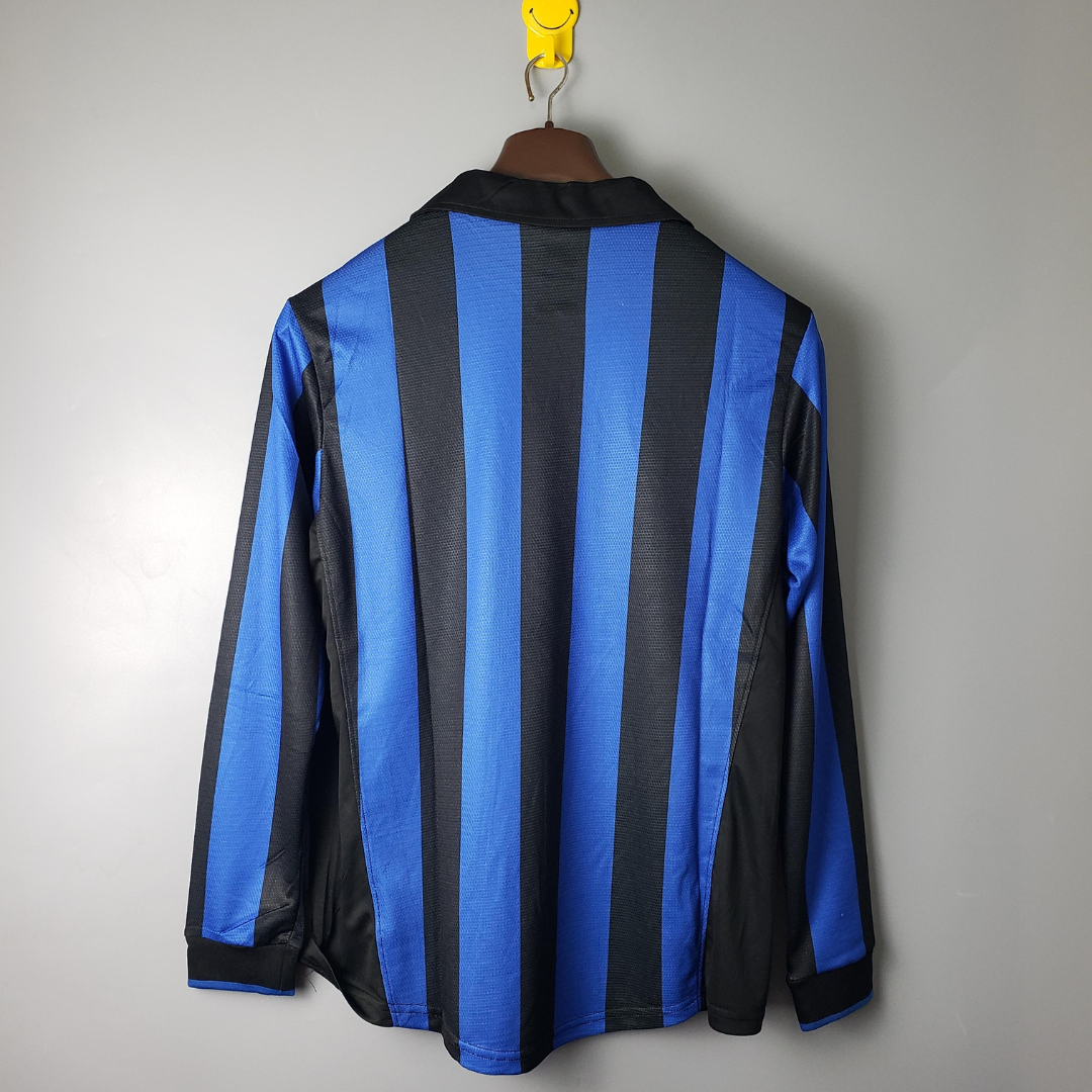 Camisa Manga Longa Inter de Milão Retrô Home 1998 Torcedor Masculina - Azul e Preta