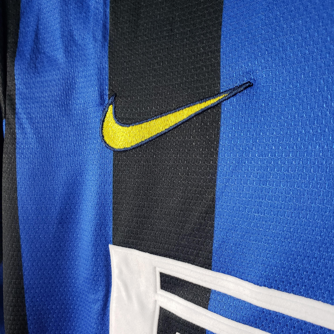 Camisa Manga Longa Inter de Milão Retrô Home 1998 Torcedor Masculina - Azul e Preta