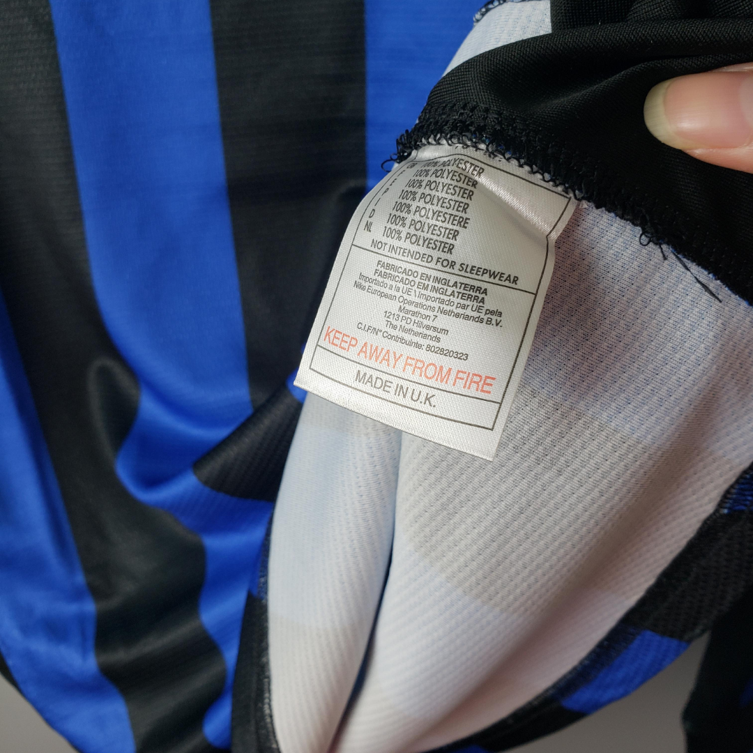 Camisa Manga Longa Inter de Milão Retrô Home 1998 Torcedor Masculina - Azul e Preta