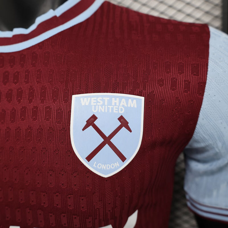 Camisa West Ham Home 24/25 Jogador Masculina - Vinho e Azul