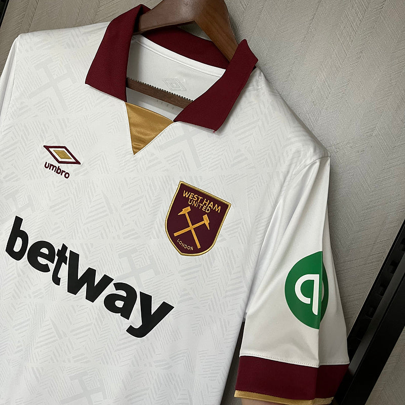 Camisa West Ham Away 24/25 Torcedor Masculina - Branca