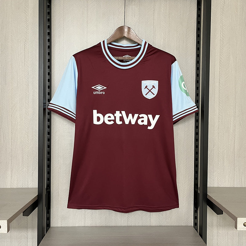 Camisa West Ham Home 24/25 Torcedor Masculina - Vinho e Azul
