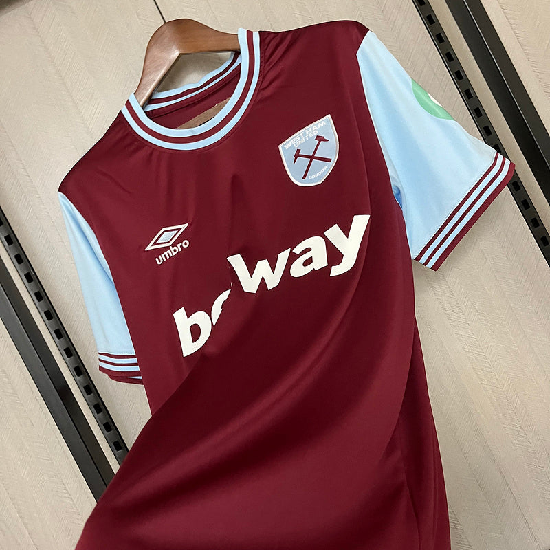Camisa West Ham Home 24/25 Torcedor Masculina - Vinho e Azul
