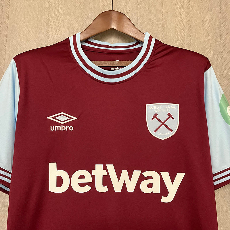 Camisa West Ham Home 24/25 Torcedor Masculina - Vinho e Azul