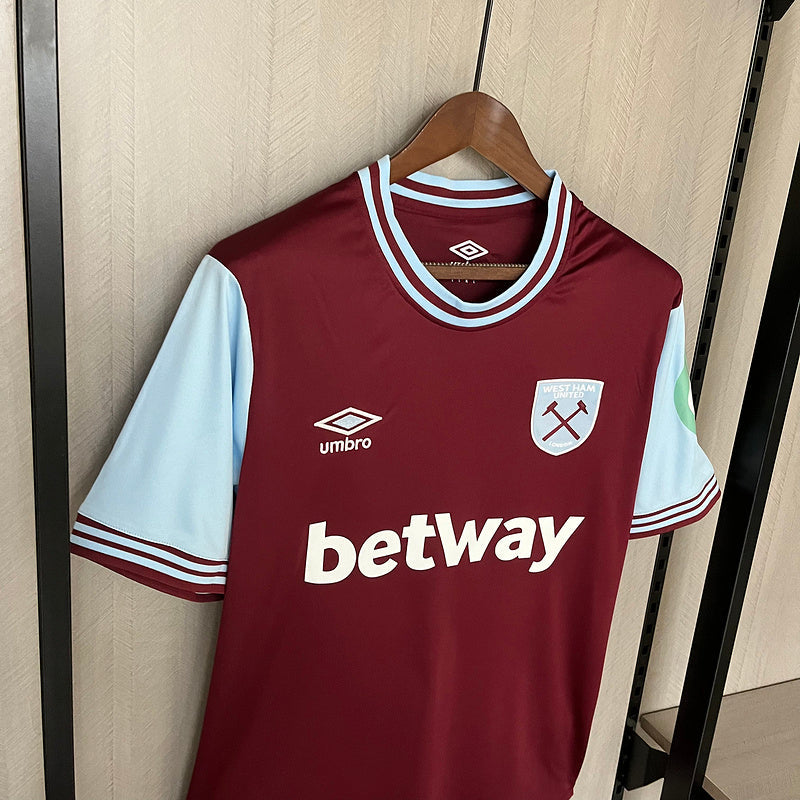 Camisa West Ham Home 24/25 Torcedor Masculina - Vinho e Azul