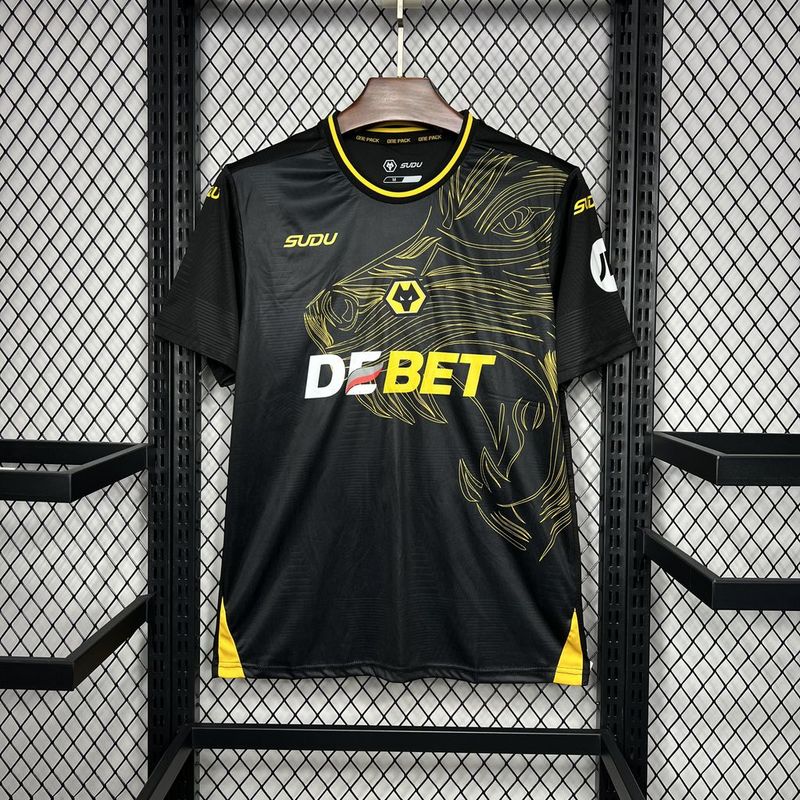 Camisa Wolves Away 24/25 Torcedor Masculina - Preta