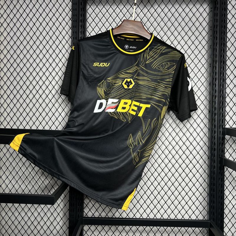 Camisa Wolves Away 24/25 Torcedor Masculina - Preta