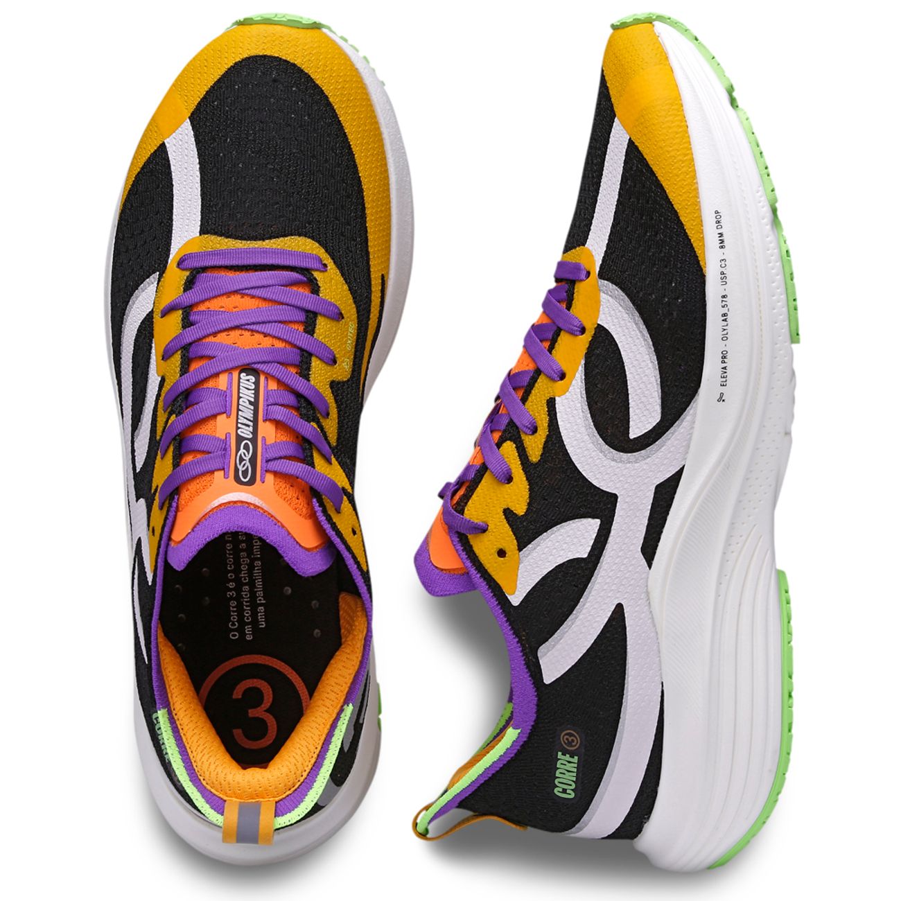 Tênis Olympikus Corre 3 Preto e Laranja