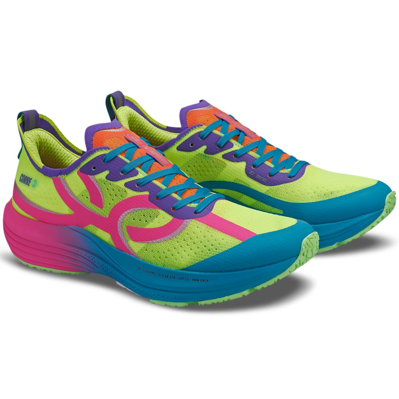 Tênis Olympikus Corre 3 Verde/Azul/Rosa