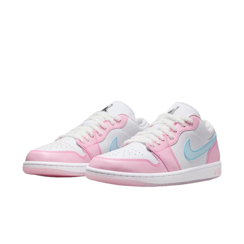 Tênis Air Jordan 1 Low "Paw Print" Rosa / Azul
