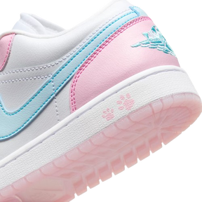 Tênis Air Jordan 1 Low "Paw Print" Rosa / Azul