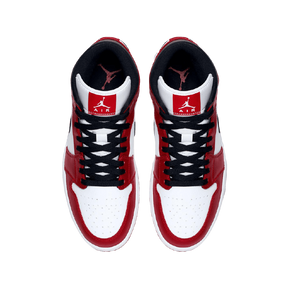 Tênis Air Jordan 1 Mid "Chicago White Heel" Feminino Vermelho / Branco