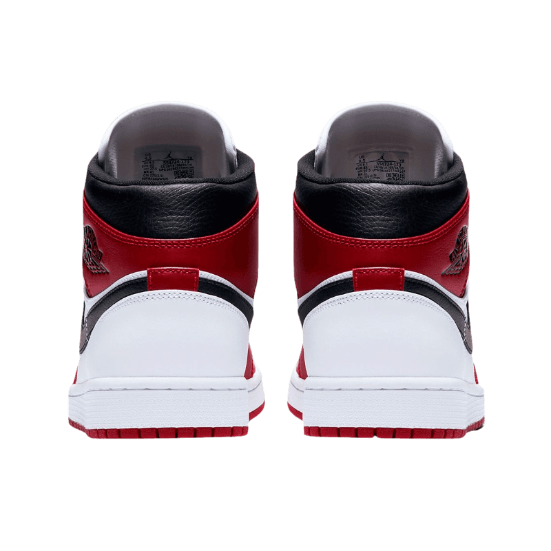 Tênis Air Jordan 1 Mid "Chicago White Heel" Feminino Vermelho / Branco