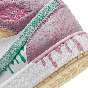 Tênis Air Jordan 1 Mid "Paint Drip" Feminino Rosa