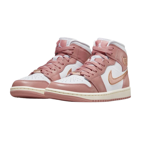 Tênis Air Jordan 1 Mid SE "Red Stardust White" Feminino Rosa