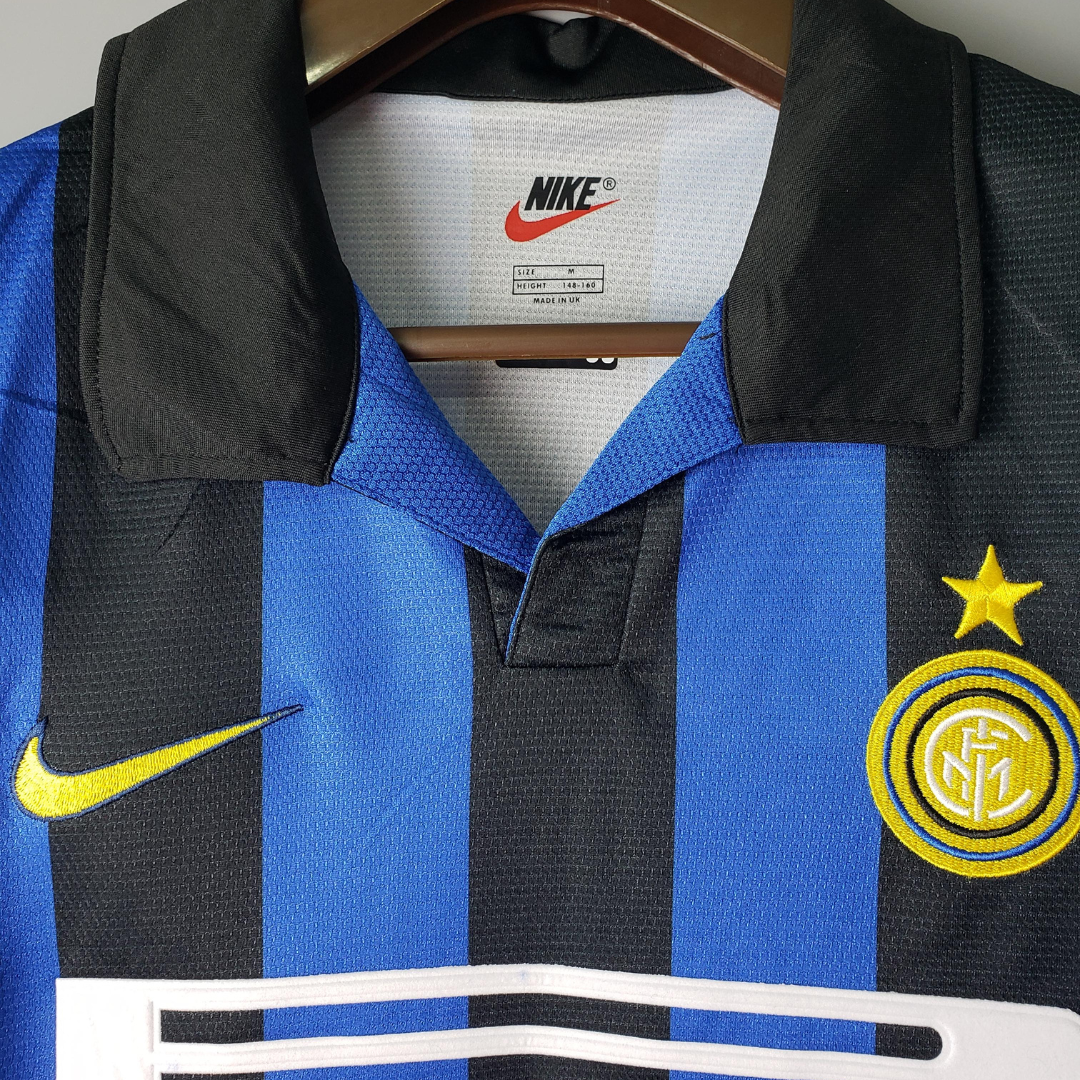 Camisa Inter de Milão Retrô Home 1998 Torcedor Masculina - Azul e Preta