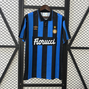 Camisa Inter de Milão Retrô Home 92/94 Torcedor Masculina - Azul e Preta