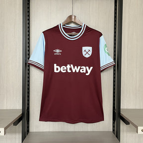 Camisa West Ham Home 24/25 Torcedor Masculina - Vinho e Azul